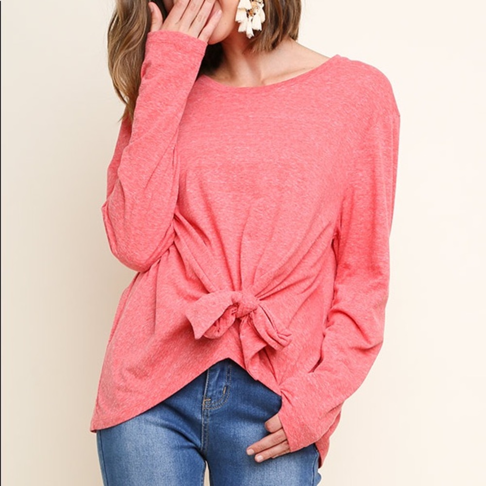 Umgee long sleeve top with front waist tie NWT